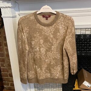 MaxMara Tan and Cream Patterned Crewneck Sweater